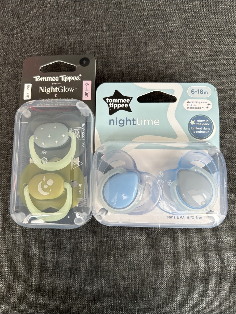 NEW 🆕 FOUR Tommee tippe Nighttime Pacifiers Pack - (Glow-in-the-Dark) 6-18 month